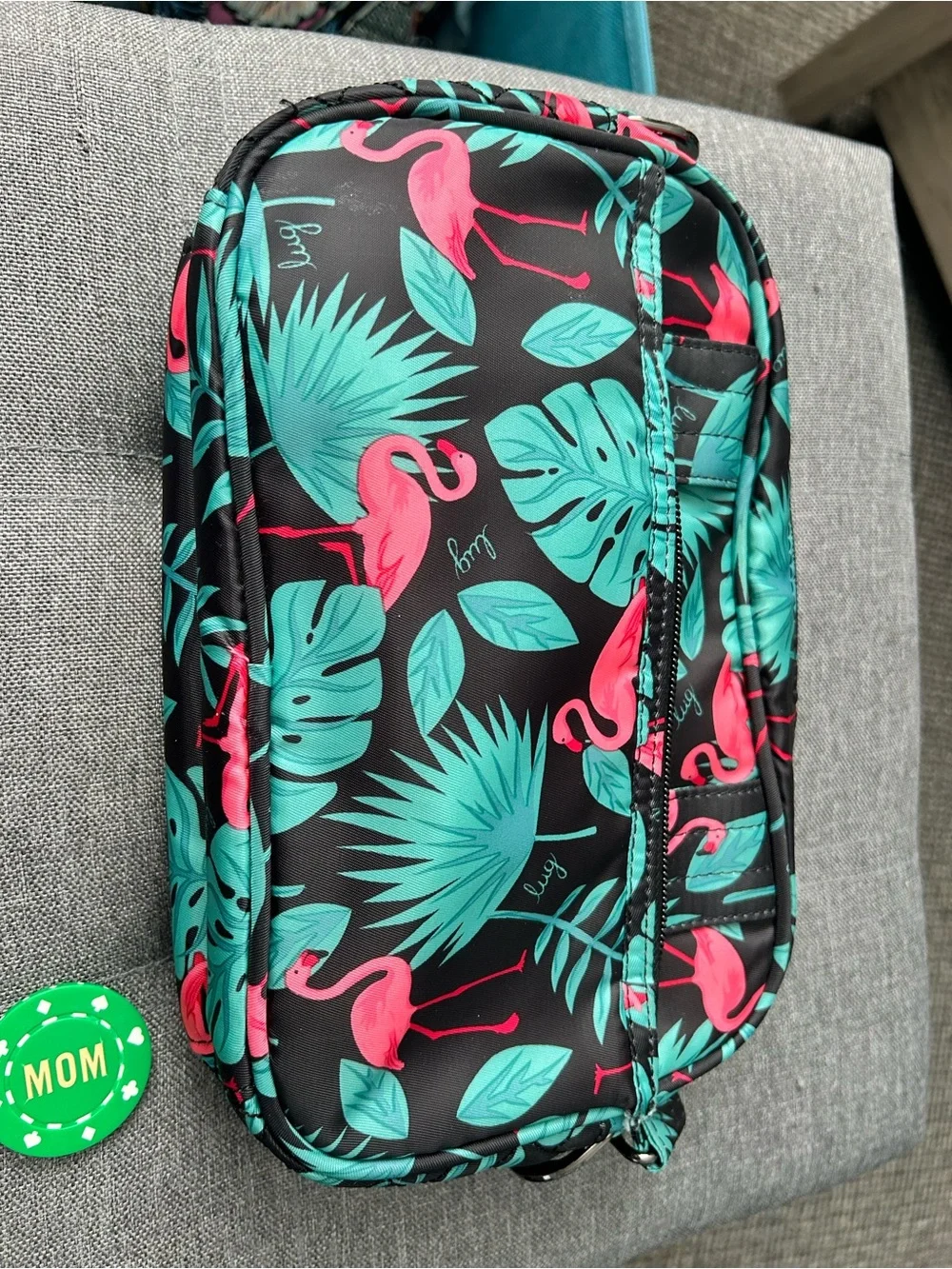 lug Teal Floral Convertible Wristlet with Pink Lining